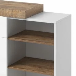 Loftscape Sideboard Shipley I - Hochglanz Weiß / Eiche Dekor -BÜROMÖBEL Verkaufsgeschäft 1000342827 220412 050 DETAILS P000000001000342827