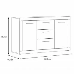 Loftscape Sideboard Vetras - Hochglanz Weiß / Beton Dekor -BÜROMÖBEL Verkaufsgeschäft 1000344673 220414 500 SKETCH DETAILS P000000001000344673 sketch