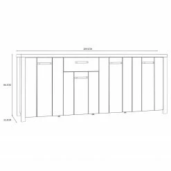 Red Living Sideboard Westlock II - Esche Dekor / Schwarz 20 Red Living Sideboard Westlock II - Esche Dekor / Schwarz -BÜROMÖBEL Verkaufsgeschäft 1000344679 220414 500 SKETCH DETAILS P000000001000344679 sketch