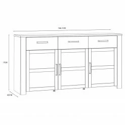Ridgevalley Sideboard Vassia I - Eiche Navy Dekor / Eiche Riviera Dekor -BÜROMÖBEL Verkaufsgeschäft 1000344684 220414 500 SKETCH DETAILS P000000001000344684 sketch