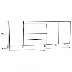 Loftscape Sideboard Urban II - Inkl. Beleuchtung - Weiß / Eiche Grau Dekor -BÜROMÖBEL Verkaufsgeschäft 1000344689 220414 500 SKETCH DETAILS P000000001000344689 sketch