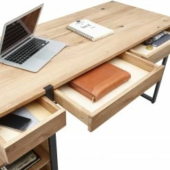 Ars manufacti Schreibtisch Robby - Eiche massiv / Metall - Eiche / Schwarz -BÜROMÖBEL Verkaufsgeschäft 1000346336 220826 030 DETAILS P000000001000346336