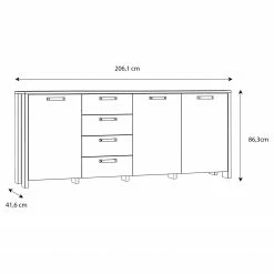 Loftscape Sideboard Ravenswood II - Altholz Dekor / Anthrazit -BÜROMÖBEL Verkaufsgeschäft 1000348107 220603 500 SKETCH DETAILS P000000001000348107 sketch
