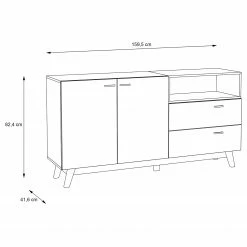 Loftscape Sideboard Pesaro I - Eiche Artisan Dekor / Schwarz -BÜROMÖBEL Verkaufsgeschäft 1000348113 220603 500 SKETCH DETAILS P000000001000348113 sketch
