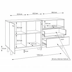 Loftscape Sideboard Pesaro I - Eiche Artisan Dekor / Schwarz -BÜROMÖBEL Verkaufsgeschäft 1000348113 220603 501 SKETCH DETAILS P000000001000348113 sketch