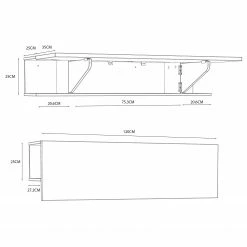 Fredriks Wandschreibtisch Warner - Weiß / Anthrazit -BÜROMÖBEL Verkaufsgeschäft 1000348140 220505 500 SKETCH DETAILS P000000001000348140 sketch