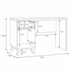 Fredriks Schreibtisch Winster - Asteiche Dekor / Beton Dekor -BÜROMÖBEL Verkaufsgeschäft 1000348163 220505 501 SKETCH DETAILS P000000001000348163 sketch