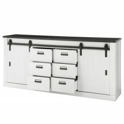 Ridgevalley Sideboard Shutter II - Pinie Weiß Dekor -BÜROMÖBEL Verkaufsgeschäft 1000348676 220505 040 DETAILS P000000001000348676