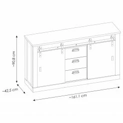 Ridgevalley Büro-Set Shutter V (4-teilig) - Pinie Weiß Dekor -BÜROMÖBEL Verkaufsgeschäft 1000348751 220505 500 SKETCH DETAILS P000000001000348751 sketch