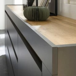Loftscape Sideboard Accra - Anthrazit / Eiche Dekor -BÜROMÖBEL Verkaufsgeschäft 1000348819 220506 032 DETAILS P000000001000348819