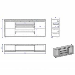 Loftscape Sideboard Accra - Weiß / Anthrazit -BÜROMÖBEL Verkaufsgeschäft 1000348827 220506 500 SKETCH DETAILS P000000001000348827 sketch