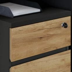 Germania Rollcontainer GW-Lissabon - Eiche Navarra Dekor / Graphit -BÜROMÖBEL Verkaufsgeschäft 1000353358 220520 040 DETAILS P000000001000353358