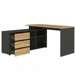 Germania Büroset GW-Lissabon IV (2-teilig) - Eiche Navarra Dekor / Graphit -BÜROMÖBEL Verkaufsgeschäft 1000353376 220520 040 DETAILS P000000001000353376