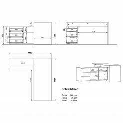 Germania Büroset GW-Lissabon IV (2-teilig) - Eiche Navarra Dekor / Graphit -BÜROMÖBEL Verkaufsgeschäft 1000353376 220520 500 SKETCH DETAILS P000000001000353376 sketch