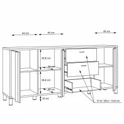 Red Living Sideboard Vallegrande II - Alpenkiefer Dekor / Schwarz -BÜROMÖBEL Verkaufsgeschäft 1000356708 220603 501 SKETCH DETAILS P000000001000356708 sketch