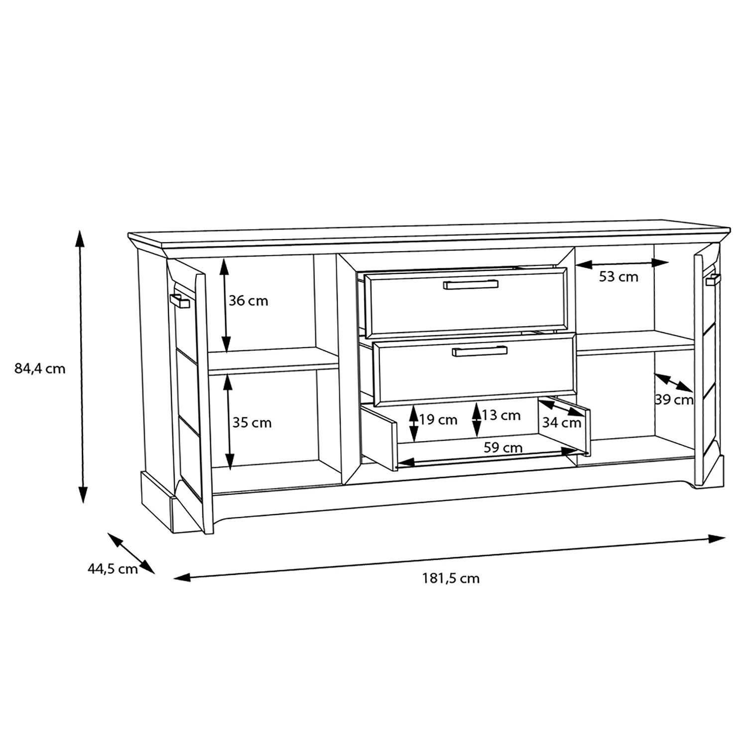 Ridgevalley Sideboard New Dessa I - Kiefer Weiß Dekor 11 Ridgevalley Sideboard New Dessa I - Kiefer Weiß Dekor – Bild 9