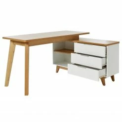 Jahnke Eckschreibtisch Libre D 240 E - Kerneiche Dekor / Weiß -BÜROMÖBEL Verkaufsgeschäft 1000358897 220615 030 DETAILS P000000001000358897