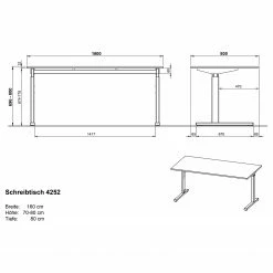 Germania Büroset GW-Profi 2.0 (2-teilig) - Höhenverstellbar - Eiche Grandson Dekor -BÜROMÖBEL Verkaufsgeschäft 1000360351 220622 500 SKETCH DETAILS P000000001000360351 sketch