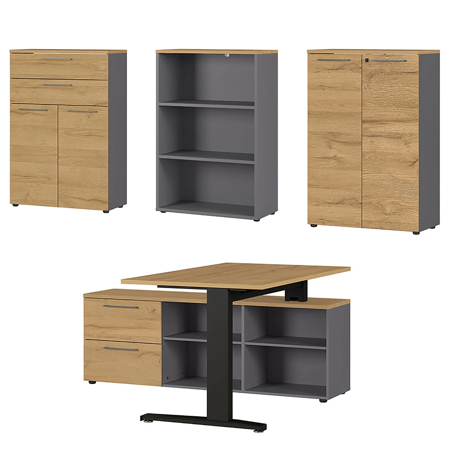 Germania Büroset GW-Agenda IV (4-teilig) - Eiche Grandson Dekor / Graphit 3 Germania Büroset GW-Agenda IV (4-teilig) - Eiche Grandson Dekor / Graphit