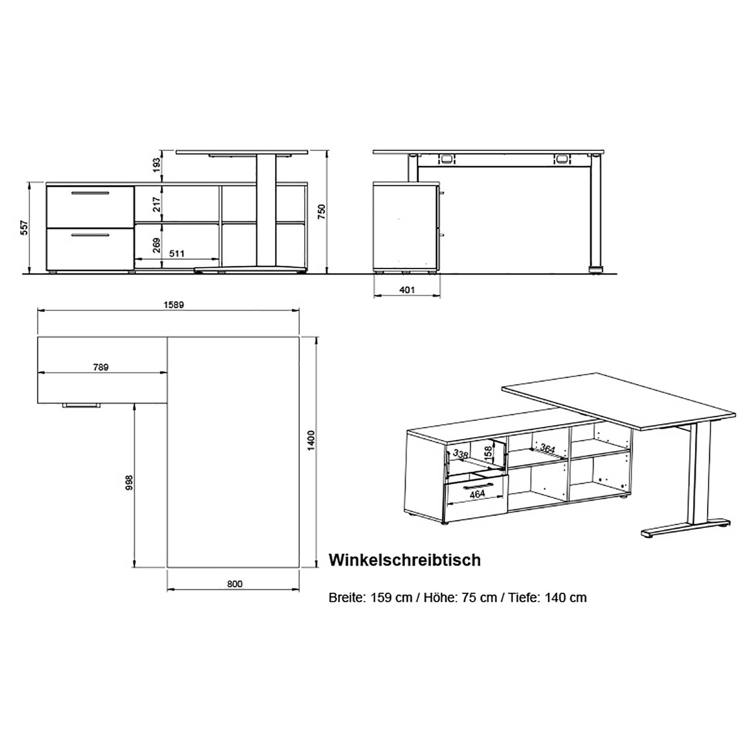 Germania Büroset GW-Agenda IV (4-teilig) - Eiche Grandson Dekor / Graphit 17 Germania Büroset GW-Agenda IV (4-teilig) - Eiche Grandson Dekor / Graphit – Bild 15