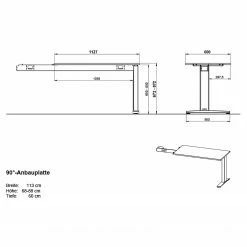Germania Büroset GW-Agenda II (4-teilig) - Höhenverstellbar - Eiche Grandson Dekor -BÜROMÖBEL Verkaufsgeschäft 1000360372 220622 503 SKETCH DETAILS P000000001000360372 sketch