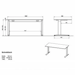 Germania Büroset GW-Agenda V (5-teilig) - Höhenverstellbar - Eiche Grandson Dekor / Graphit -BÜROMÖBEL Verkaufsgeschäft 1000360375 220622 503 SKETCH DETAILS P000000001000360375 sketch