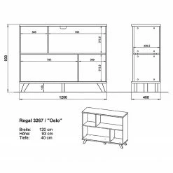 Germania Büroset Neston (5-teilig) - Weiß / Eiche Sanremo Dekor -BÜROMÖBEL Verkaufsgeschäft 1000360379 220622 501 SKETCH DETAILS P000000001000360379 sketch