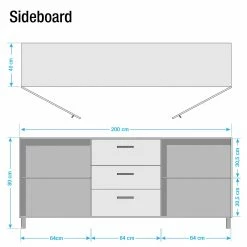 Ars manufacti Sideboard Woodson - Akazie massiv / Metall - Akazie Braun - Breite: 200 cm -BÜROMÖBEL Verkaufsgeschäft 1000361855 220624 500 SKETCH DETAILS P000000001000361855 sketch