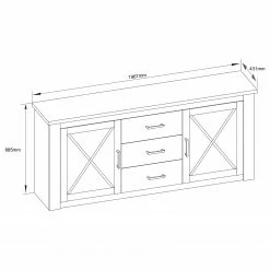 Trendteam Sideboard Georgia - Pinie Weiß Dekor -BÜROMÖBEL Verkaufsgeschäft 1000362847 220623 500 SKETCH DETAILS P000000001000362847 sketch