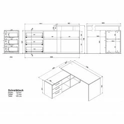 Germania Büroset GW-Pasadena II - Graphit / Weiß -BÜROMÖBEL Verkaufsgeschäft 1000363831 220722 500 SKETCH DETAILS P000000001000363831 sketch