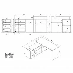 Germania Büroset GW-Pasadena VI - Graphit / Weiß -BÜROMÖBEL Verkaufsgeschäft 1000363836 220722 500 SKETCH DETAILS P000000001000363836 sketch