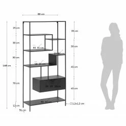 Loftscape Regal Blackrod - Metall - Schwarz -BÜROMÖBEL Verkaufsgeschäft 1000363964 220714 500 SKETCH DETAILS P000000001000363964 sketch
