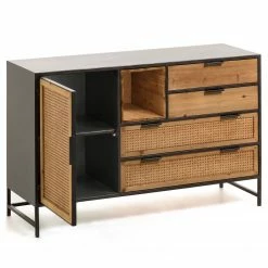 Red Living Sideboard Kisumu - Wiener Geflecht / Eisen - Braun / Schwarz -BÜROMÖBEL Verkaufsgeschäft 1000363968 220714 040 DETAILS P000000001000363968