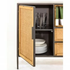 Red Living Sideboard Kisumu - Wiener Geflecht / Eisen - Braun / Schwarz -BÜROMÖBEL Verkaufsgeschäft 1000363968 220714 055 DETAILS P000000001000363968