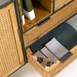 Red Living Sideboard Kisumu - Wiener Geflecht / Eisen - Braun / Schwarz -BÜROMÖBEL Verkaufsgeschäft 1000363968 220714 060 DETAILS P000000001000363968