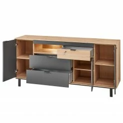 Fashion For Home Sideboard Leox - Inkl. Beleuchtung - Graphit / Eiche Artisan Dekor -BÜROMÖBEL Verkaufsgeschäft 1000364263 220719 040 DETAILS P000000001000364263