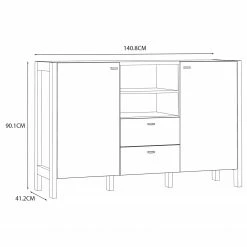 Loftscape Sideboard Thurles I - Eiche Sonoma Dekor / Weiß -BÜROMÖBEL Verkaufsgeschäft 1000364903 220722 500 SKETCH DETAILS P000000001000364903 sketch