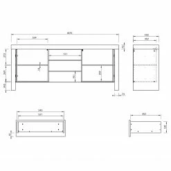 Temahome Sideboard Kobe I - Schwarz / Beton Dekor -BÜROMÖBEL Verkaufsgeschäft 1000366655 220906 501 SKETCH DETAILS P000000001000366655 sketch