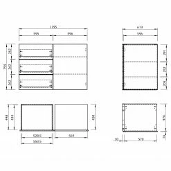 Temahome Sideboard Join VIII - Weiß / Nussbaum -BÜROMÖBEL Verkaufsgeschäft 1000366676 220906 501 SKETCH DETAILS P000000001000366676 sketch