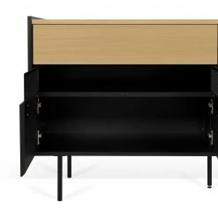 Temahome Sideboard Radio - Echtholzfurnier - Schwarz / Eiche -BÜROMÖBEL Verkaufsgeschäft 1000366695 220906 080 DETAILS P000000001000366695