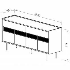 Temahome Sideboard Radio - Echtholzfurnier - Schwarz / Eiche -BÜROMÖBEL Verkaufsgeschäft 1000366695 220906 500 SKETCH DETAILS P000000001000366695 sketch