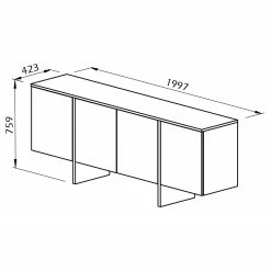 Temahome Sideboard Edge - Echtholzfurnier - / Weiß / Eiche -BÜROMÖBEL Verkaufsgeschäft 1000366714 220906 500 SKETCH DETAILS P000000001000366714 sketch