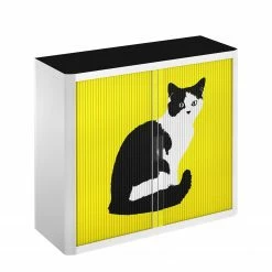 EasyOffice by Paperflow Rollladenschrank easyOffice Pop Art Cat - Weiß / Gelb -BÜROMÖBEL Verkaufsgeschäft aktenschrank easyoffice pop art cat weiss gelb 1888018