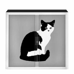 EasyOffice by Paperflow Rollladenschrank easyOffice Pop Art Cat - Weiß / Grau -BÜROMÖBEL Verkaufsgeschäft aktenschrank easyoffice pop art cat weiss grau 1955734