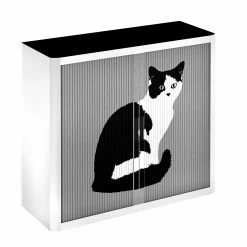 EasyOffice by Paperflow Rollladenschrank easyOffice Pop Art Cat - Weiß / Grau -BÜROMÖBEL Verkaufsgeschäft aktenschrank easyoffice pop art cat weiss grau 1955738