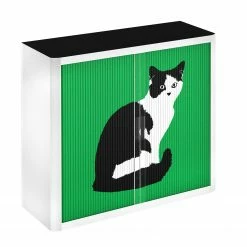 EasyOffice by Paperflow Rollladenschrank easyOffice Pop Art Cat - Weiß / Grün -BÜROMÖBEL Verkaufsgeschäft aktenschrank easyoffice pop art cat weiss gruen 1955690