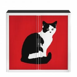 EasyOffice by Paperflow Rollladenschrank easyOffice Pop Art Cat - Weiß / Rot -BÜROMÖBEL Verkaufsgeschäft aktenschrank easyoffice pop art cat weiss rot 1955750