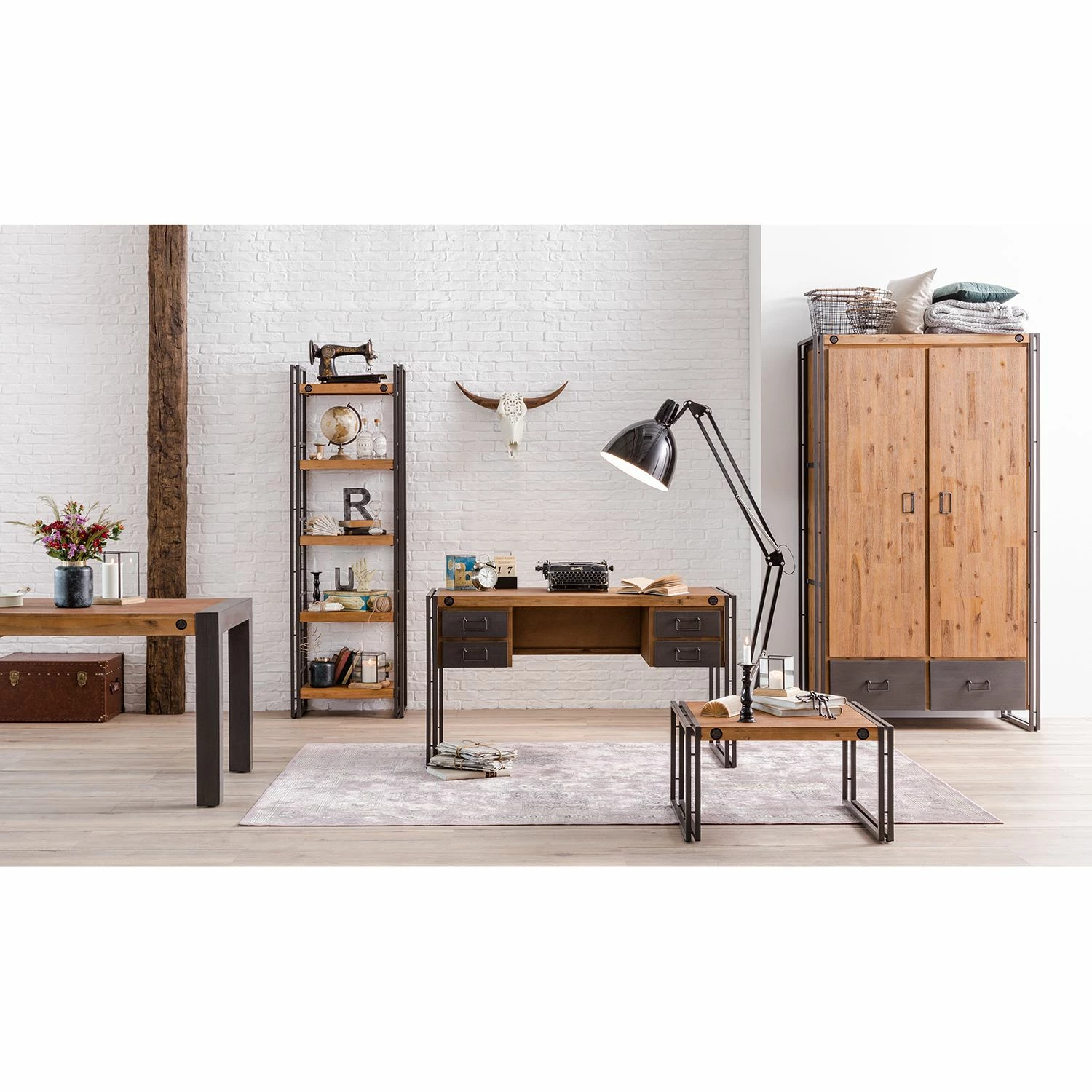 Ars manufacti Schreibtisch Manchester II - Akazie massiv/Metall 5 Ars manufacti Schreibtisch Manchester II - Akazie massiv/Metall – Bild 3