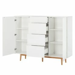 Mørteens Sideboard Lindholm IV - Weiß - Höhe: 128 cm -BÜROMÖBEL Verkaufsgeschäft highboard lindholm i weiss matt eiche massiv 333072