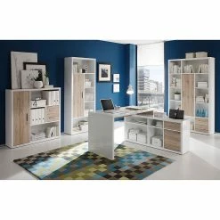 Mooved Highboard Nestor - Eiche San Remo Dekor/Hochglanz Weiß -BÜROMÖBEL Verkaufsgeschäft highboard nestor eiche san remo dekor hochglanz weiss 415564